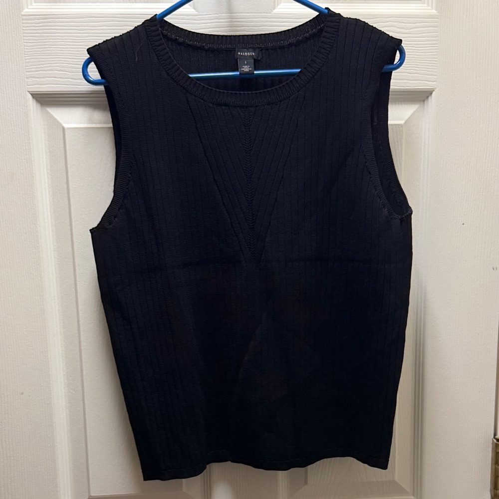 Halogen Black Ribbed Tank Top